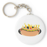 Flaming Hot Dog keychains