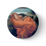 Flaming June woman orange dress painting buttons