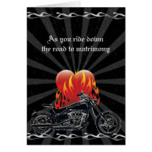 Flaming Love Biker Wedding Greeting Card
