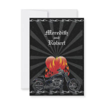 Flaming Love Biker Wedding Reply Card