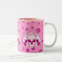 Flaming Pink Skulls Coffee Mug