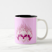 Flaming Pink Skulls Mug