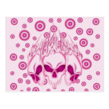Flaming Pink Skulls Post Cards