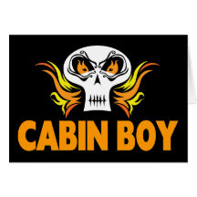 Flaming Skull Cabin Boy Greeting Cards