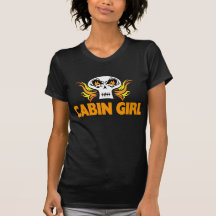 Flaming Skull Cabin Girl Tee Shirt