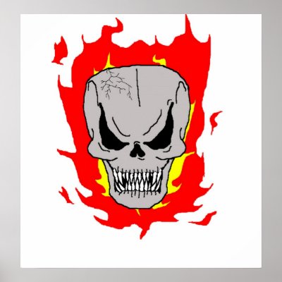 Flaming Skull Print by bobdelaneyIII