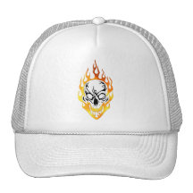 Flaming Skull Tattoo Mesh Hat