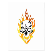 Flaming Skull Tattoo Post Card