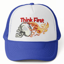 Flaming Skull - Think First Mesh Hat