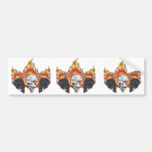 Flaming Skulls Bumper Sticker