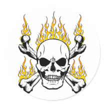 Flaming Skulls Stickers