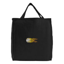 Flaming Softball Embroidered Bags