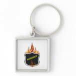 Flaming Tattoo Police Badge keychains