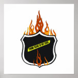 Flaming Tattoo Police Badge Posters