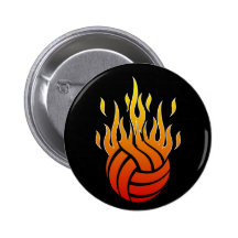 Flaming Volleyball Button