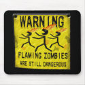Flaming Zombies Warning Mousepad