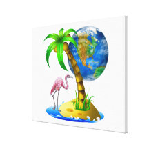 Flamingo Earth Wraped Canvas 30x24" Canvas Print