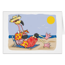 Flamingo On the Beach cards