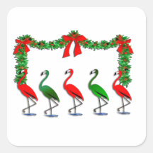 Flamingo Rockettes Dancing Show Square Stickers