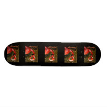 Flamingo with "flamingo" pink text skate board deck