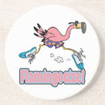 flamingocize jogging flamingo cartoon beverage coasters