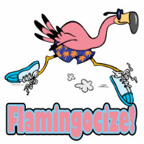 flamingocize jogging flamingo cartoon photo sculpture