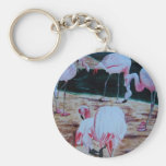 Flamingos birds derived from watercolor painting key chains