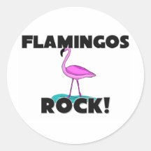Flamingos Rock Round Stickers