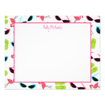 Flamingos & Sunglasses Personalised Flat Notecards Custom Invitation