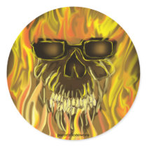 flamingskull round sticker