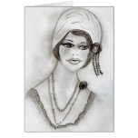 Flapper With Beads Greeting Card