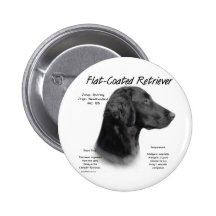 Flat-Coated Retriever History Design Pinback Button