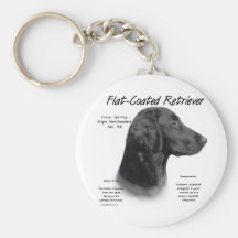 Flat-Coated Retriever History Design Keychain