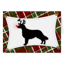 Flat Coated Retriever Reindeer Christmas Card