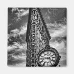 Flatiron Building and Clock in Black and White Refrigerator Magnets