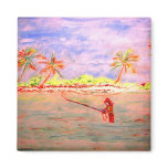 flats flyfishing girl refrigerator magnets