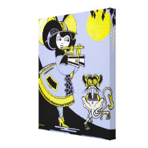 Flautist and the Monkey Stretched Canvas Prints