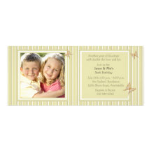 Flaxen Stripes Photo Invitation