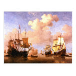 Fleet of sailing ships postcard