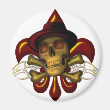 Fleur De Li Skull Refrigerator Magnet