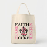 Fleur De Lis 3 Breast Cancer Canvas Bag