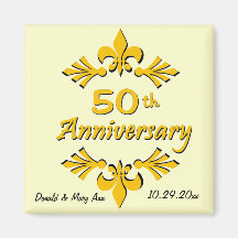 Fleur De Lis 50th Anniversary Party Favours Fridge Magnets