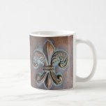 Fleur De Lis, Aged Copper-Look Printed Coffee Mugs