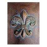Fleur De Lis, Aged Copper-Look Printed Postcards