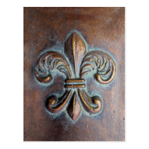 Fleur De Lis, Aged Copper-Look Printed Postcards