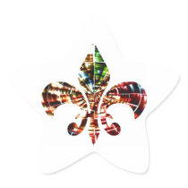 fleur-de-lis : Amazing Red Sparkle Design Star Stickers