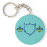 Fleur de Lis and Shield Custom Design Keychain