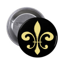 Fleur De Lis,Black and Gold Buttons