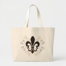 Fleur De Lis: Black and Gold Canvas Bag
