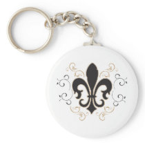 Fleur De Lis: Black and Gold Key Chains